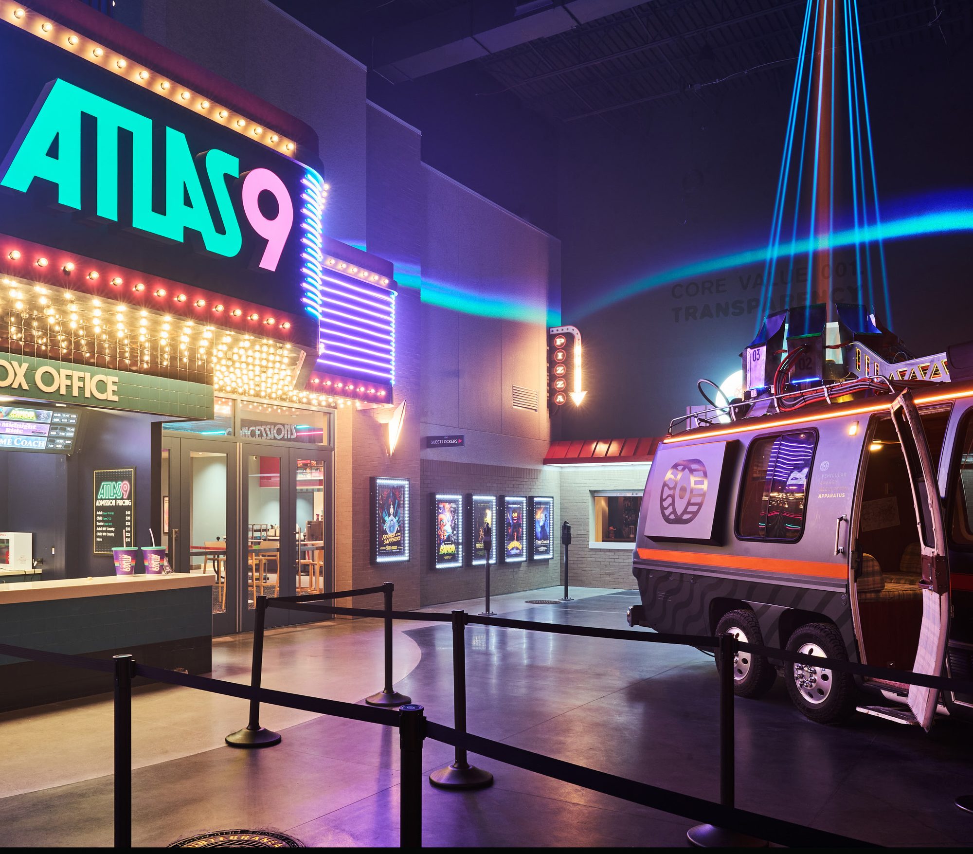 Atlas9 lobby with marquee and vehicle