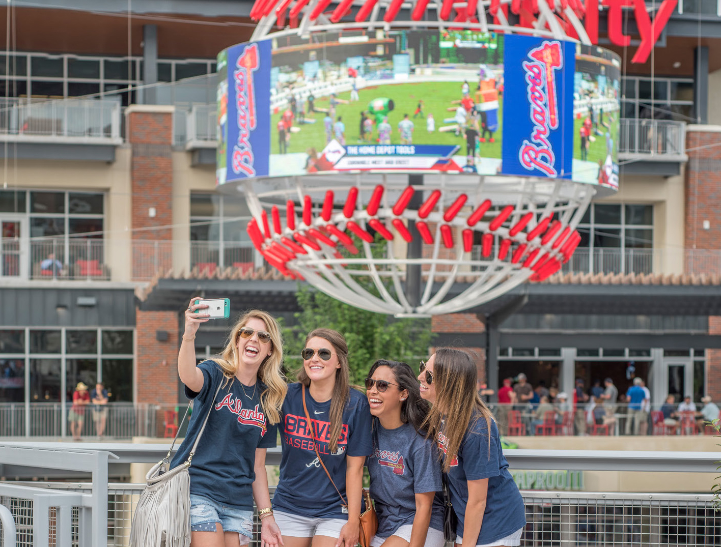 Atlanta Braves LED baseball landmark at Truist Park